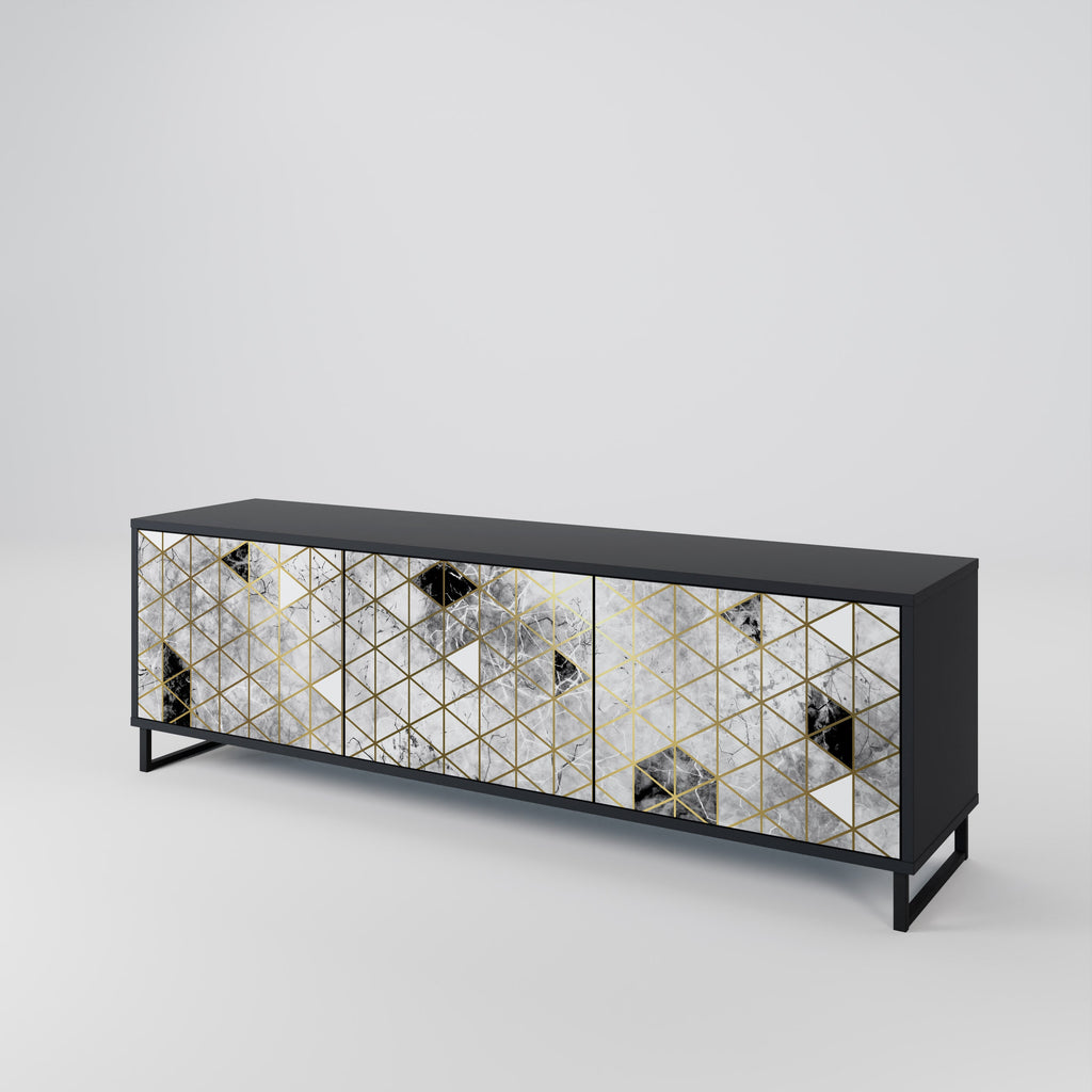 ASHEN ARIA TV-Lowboard mit 3 Türen in Schwarz