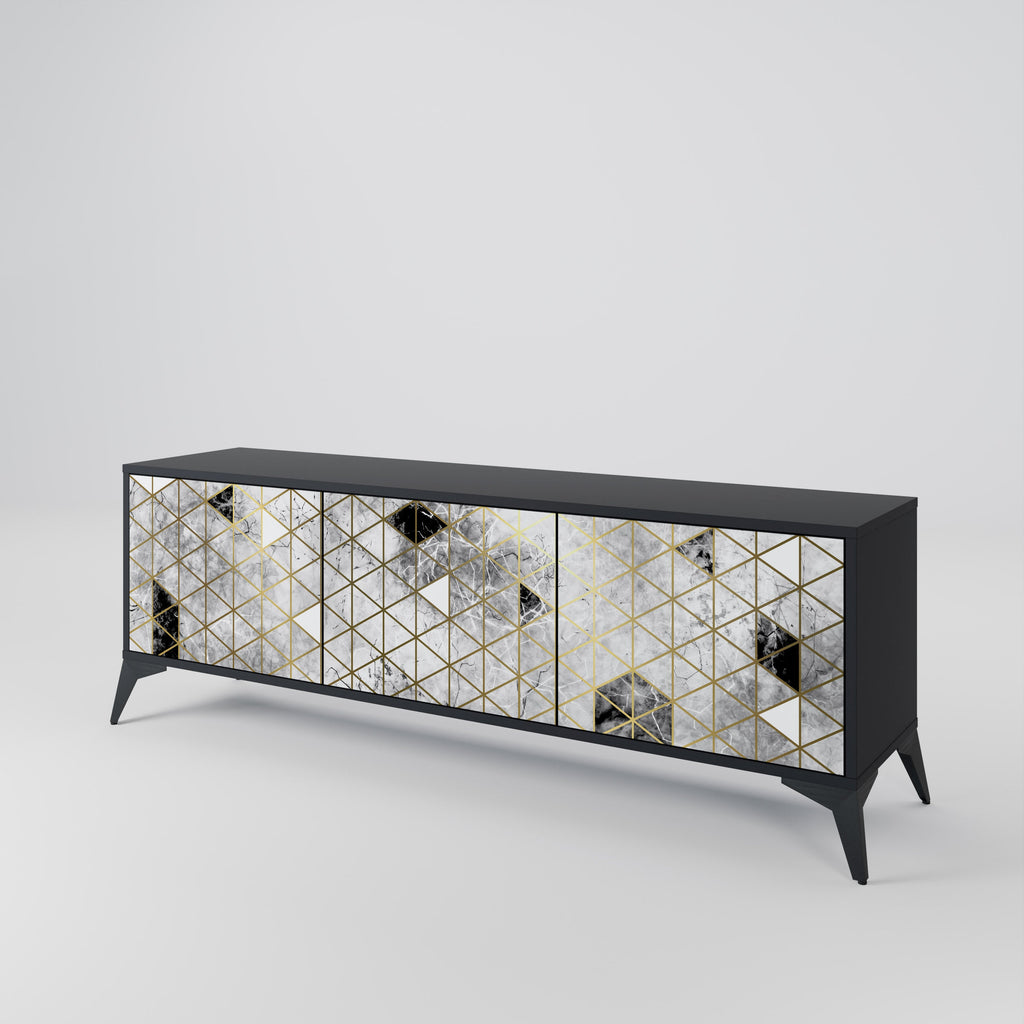 ASHEN ARIA TV-Lowboard mit 3 Türen in Schwarz