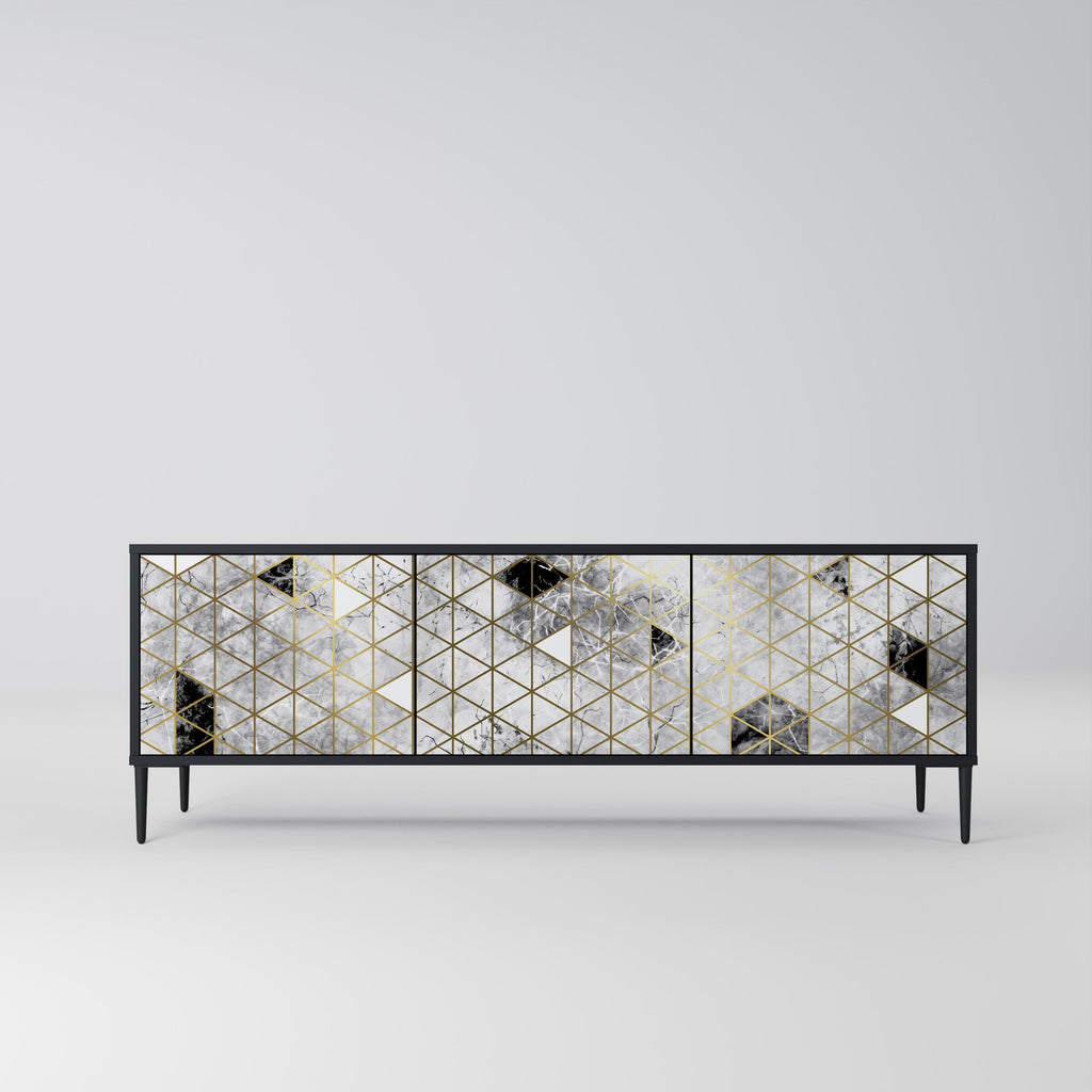 ASHEN ARIA TV-Lowboard mit 3 Türen in Schwarz