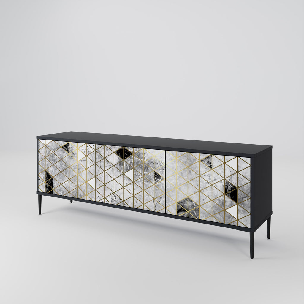 ASHEN ARIA TV-Lowboard mit 3 Türen in Schwarz
