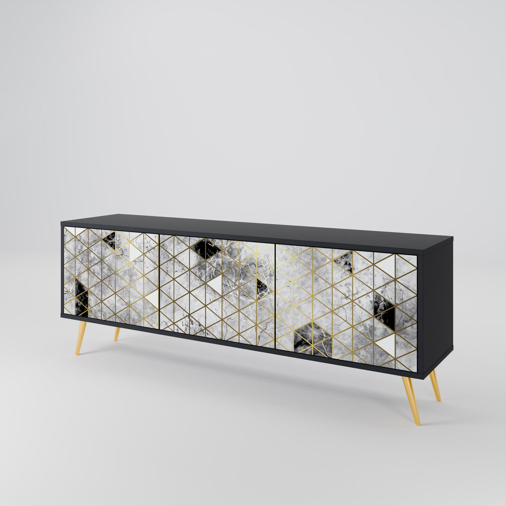 ASHEN ARIA TV-Lowboard mit 3 Türen in Schwarz