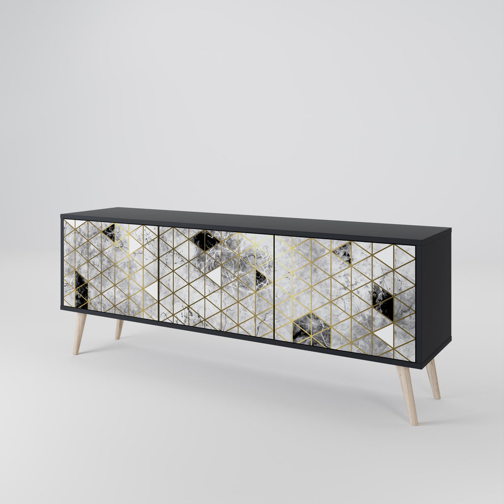 ASHEN ARIA TV-Lowboard mit 3 Türen in Schwarz