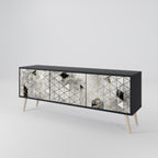 ASHEN ARIA TV-Lowboard mit 3 Türen in Schwarz