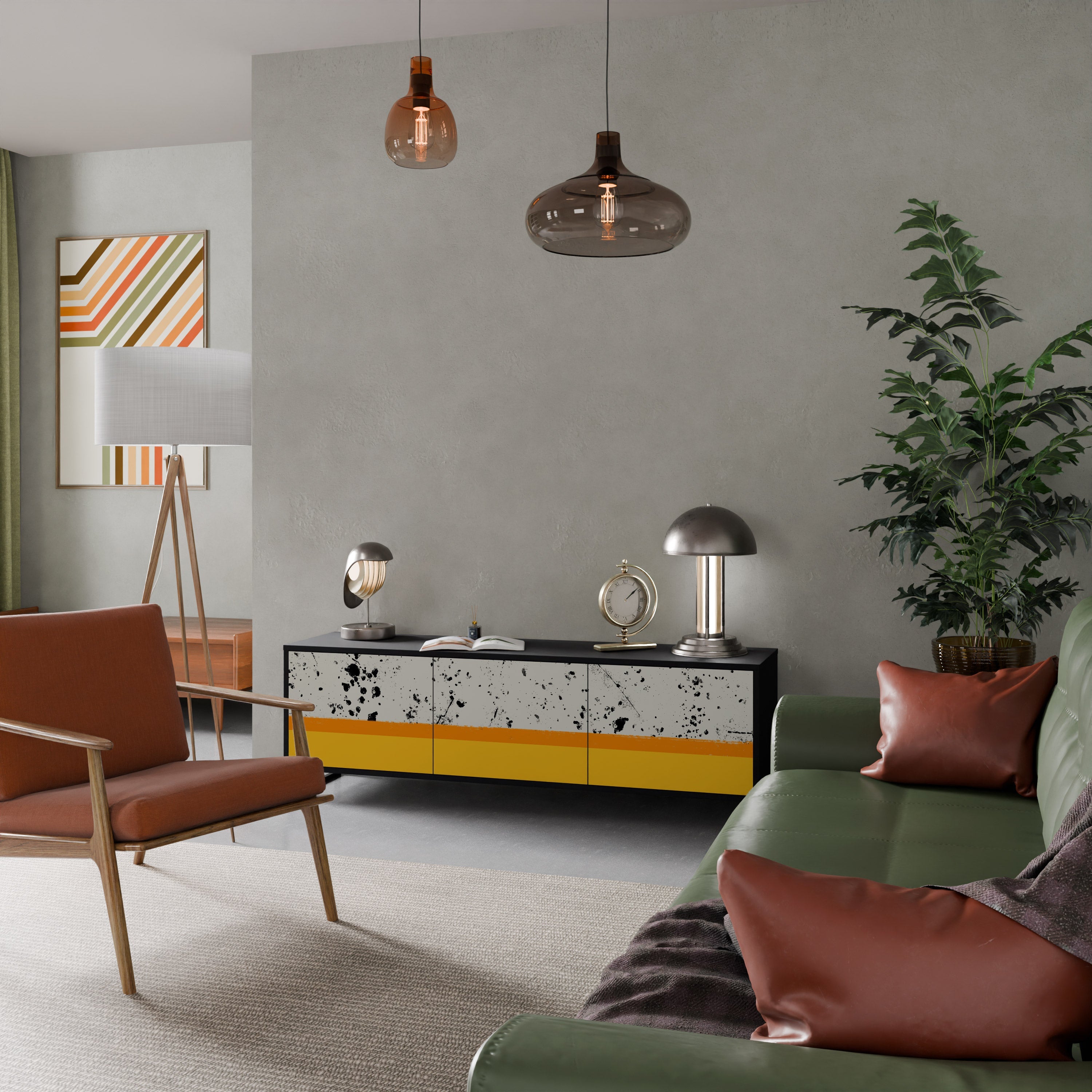 DYED BY ORANGE TV-Lowboard mit 3 Türen in Schwarz