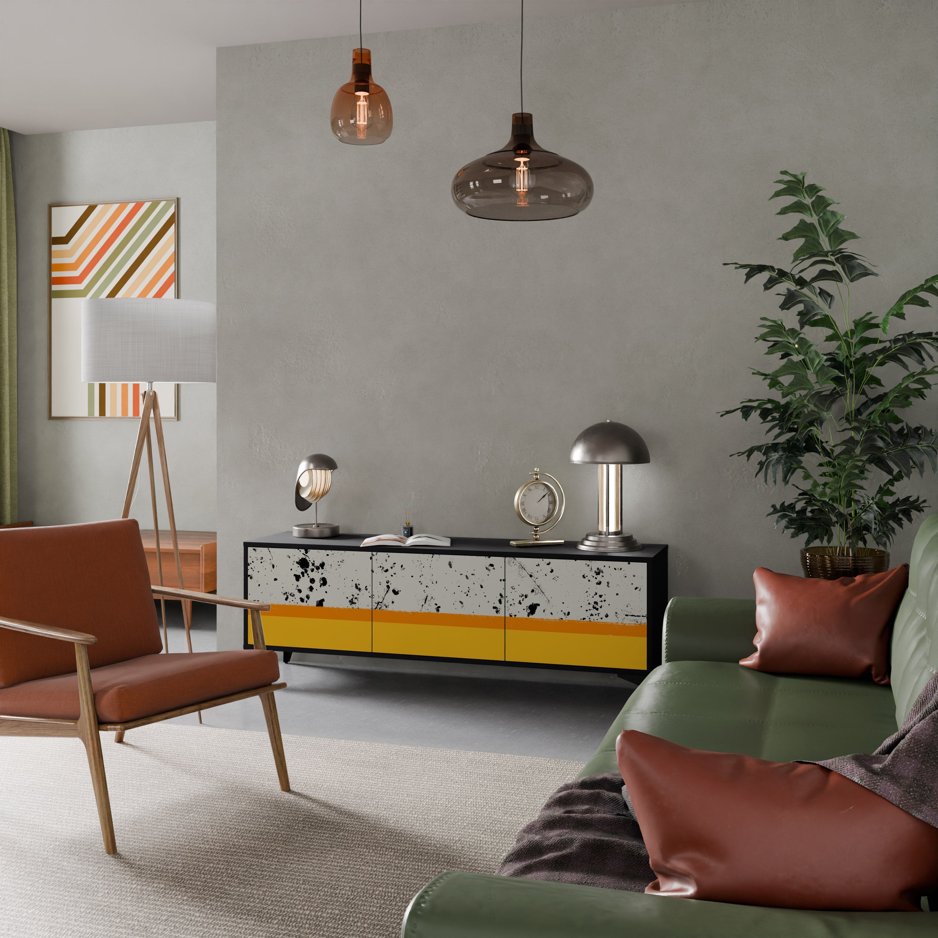 DYED BY ORANGE TV-Lowboard mit 3 Türen in Schwarz