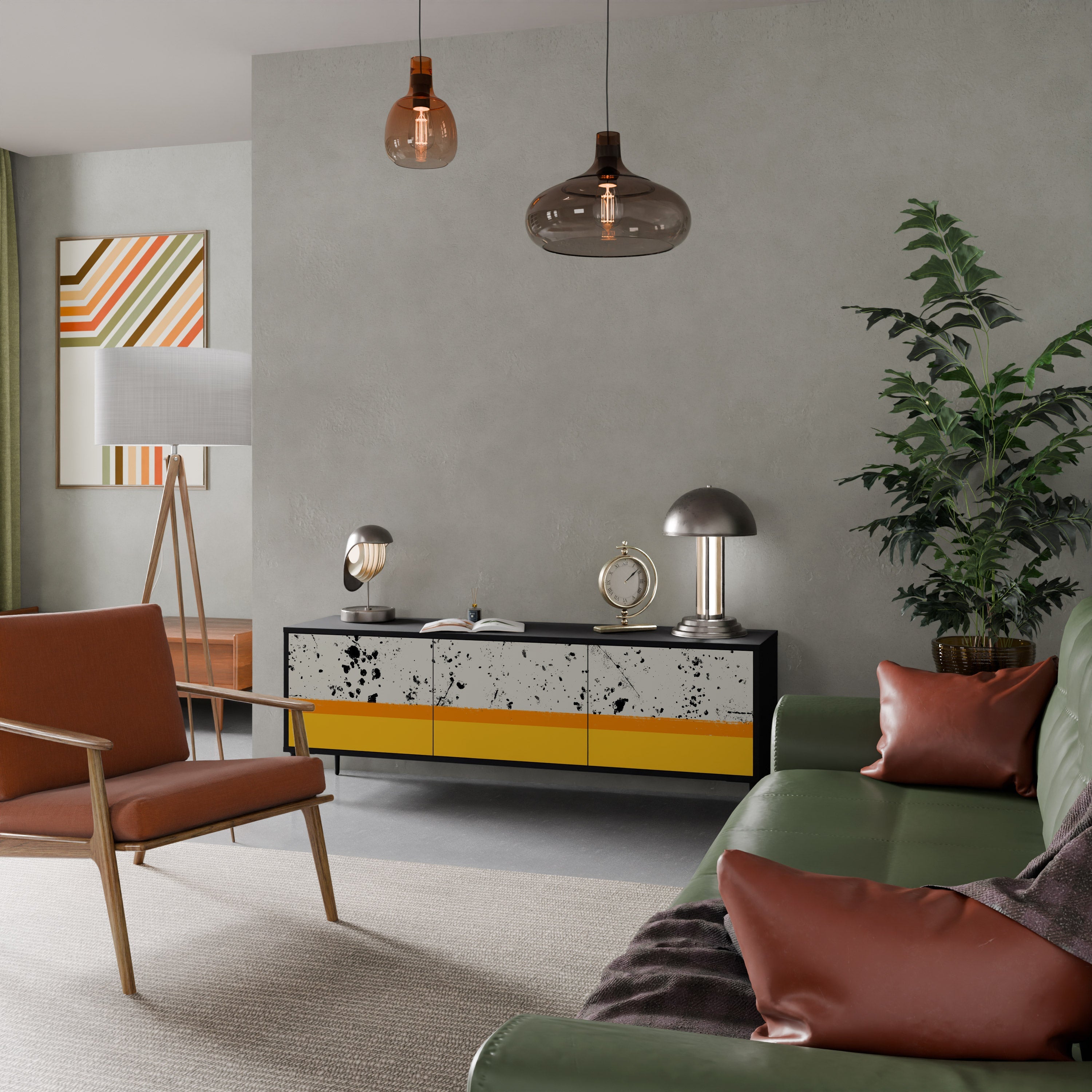 DYED BY ORANGE TV-Lowboard mit 3 Türen in Schwarz