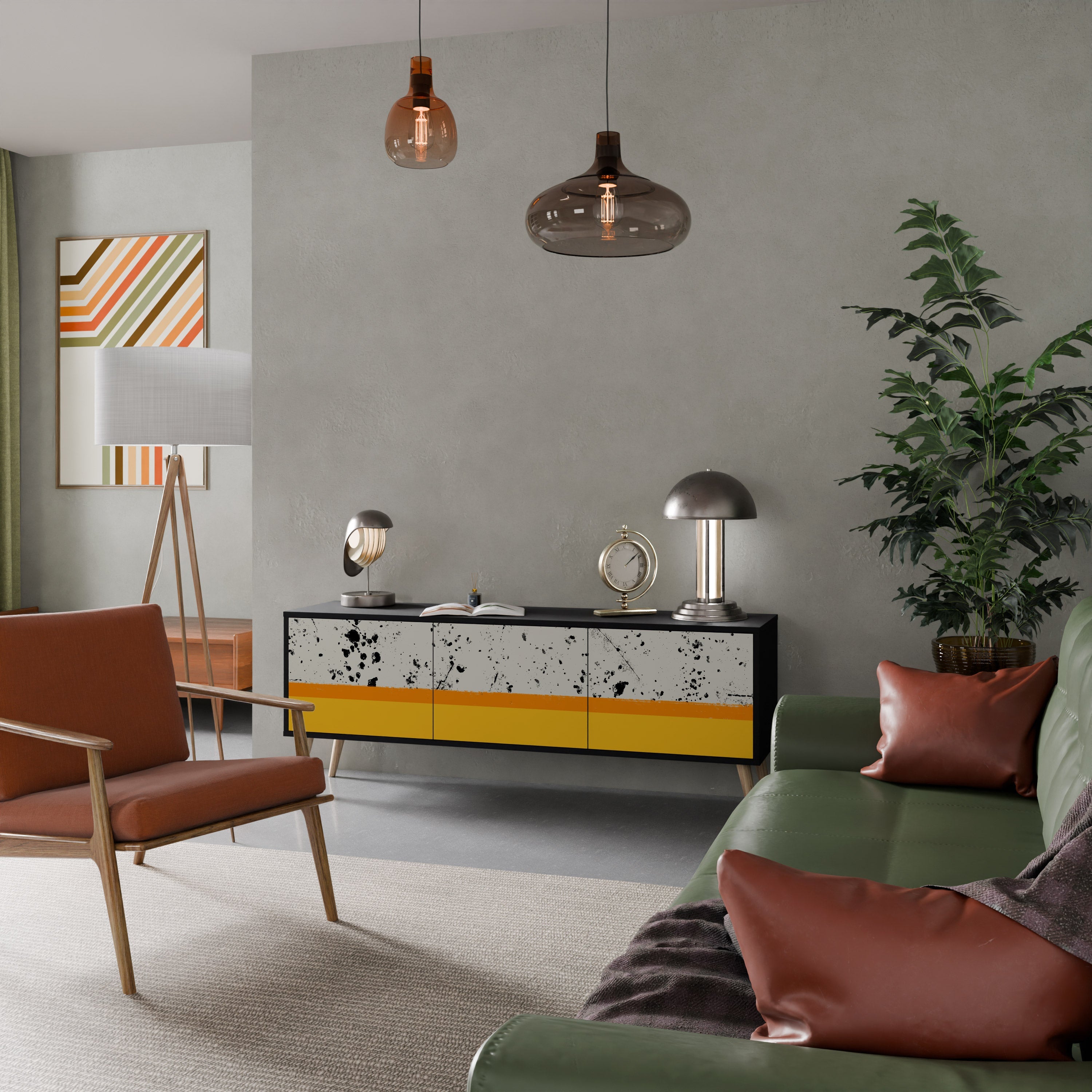 DYED BY ORANGE TV-Lowboard mit 3 Türen in Schwarz