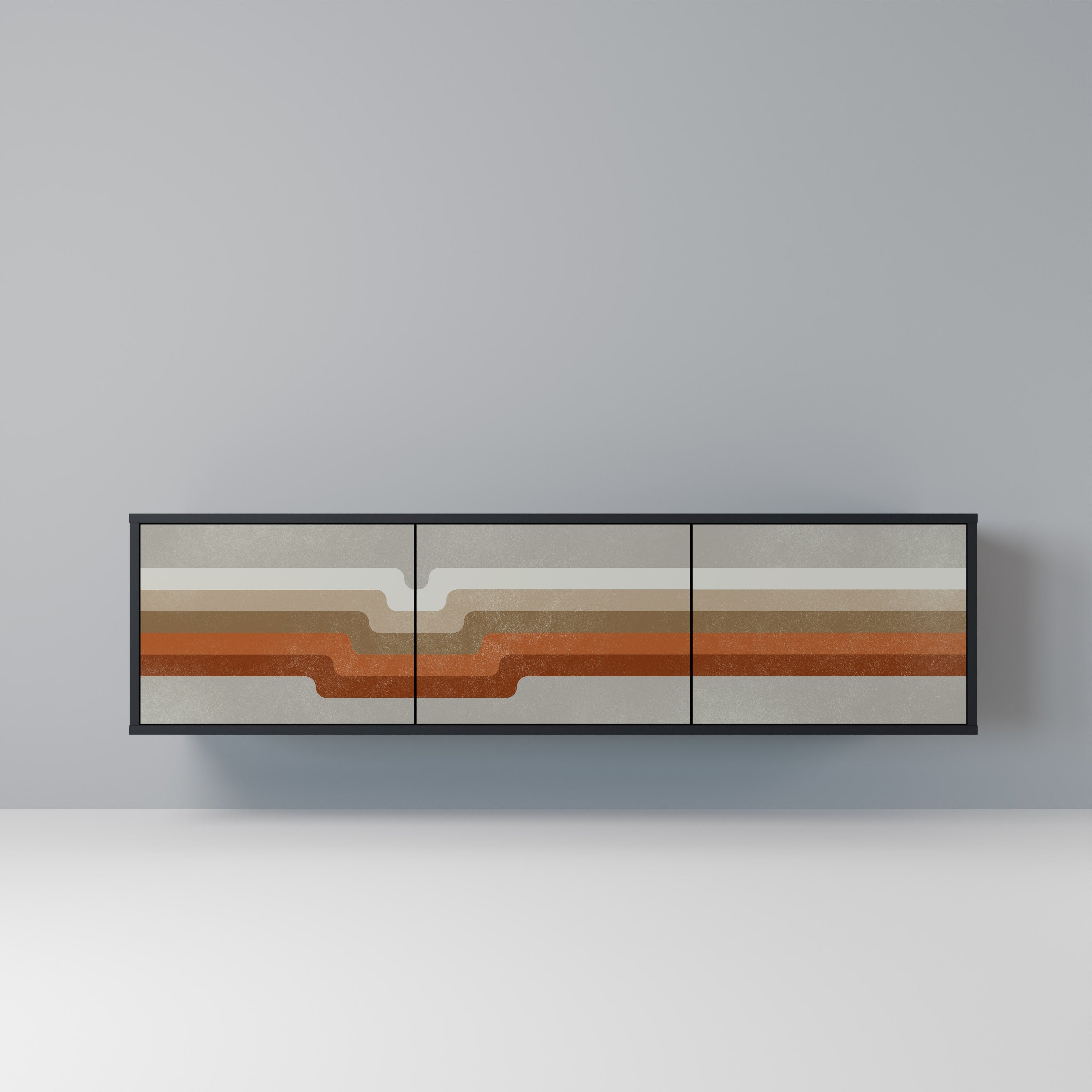 PECULIAR TRAIL TV-Lowboard mit 3 Türen in Schwarz