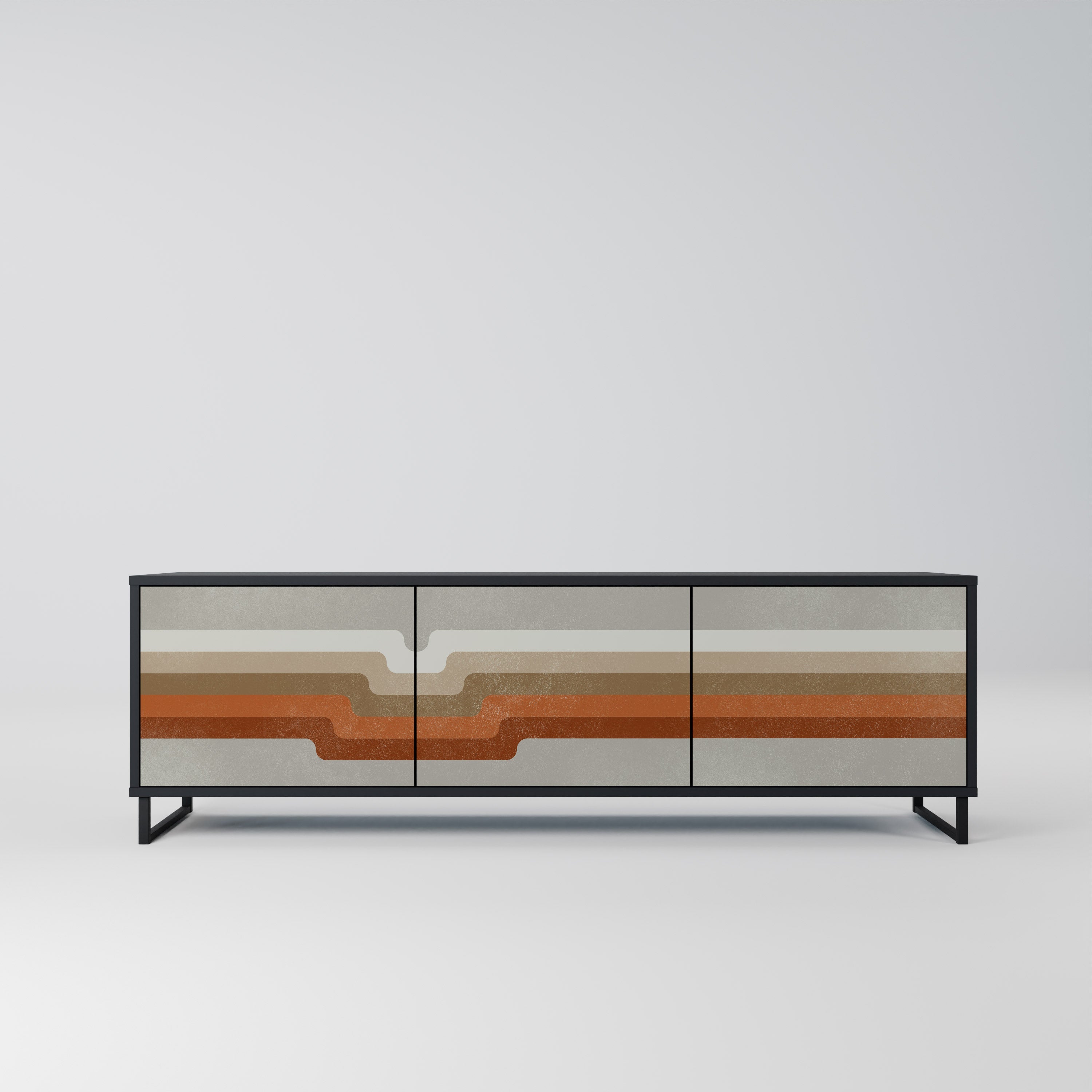 PECULIAR TRAIL TV-Lowboard mit 3 Türen in Schwarz