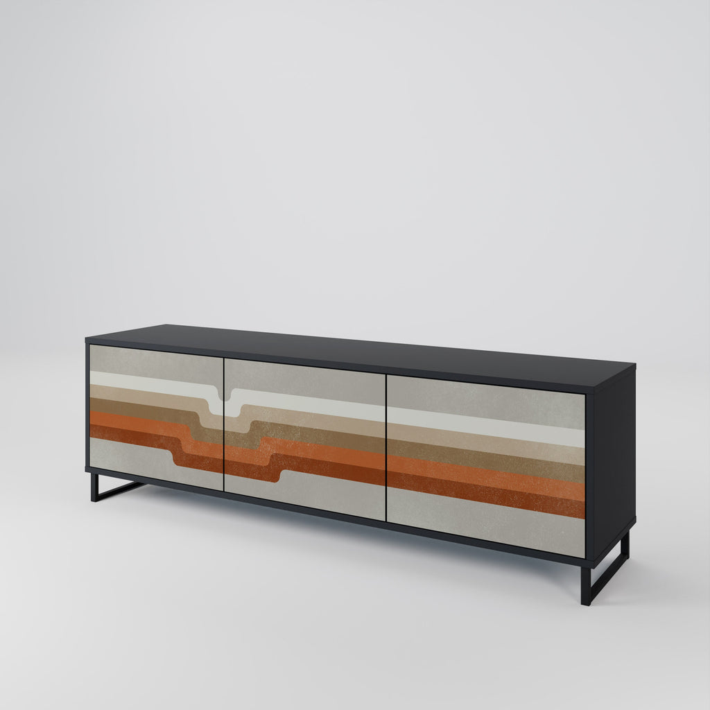 PECULIAR TRAIL TV-Lowboard mit 3 Türen in Schwarz