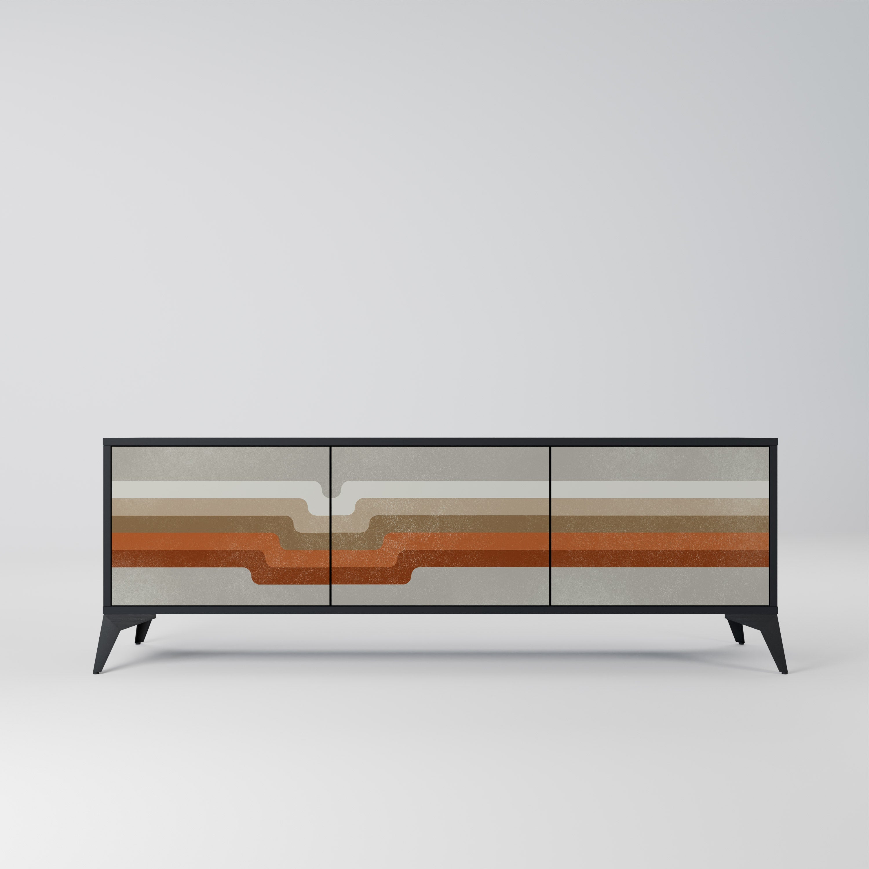 PECULIAR TRAIL TV-Lowboard mit 3 Türen in Schwarz