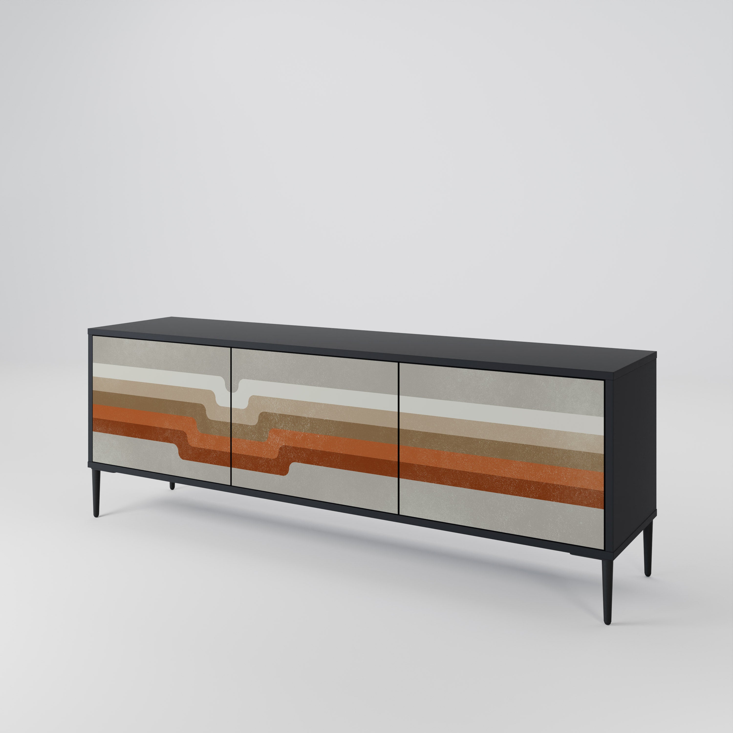 PECULIAR TRAIL TV-Lowboard mit 3 Türen in Schwarz