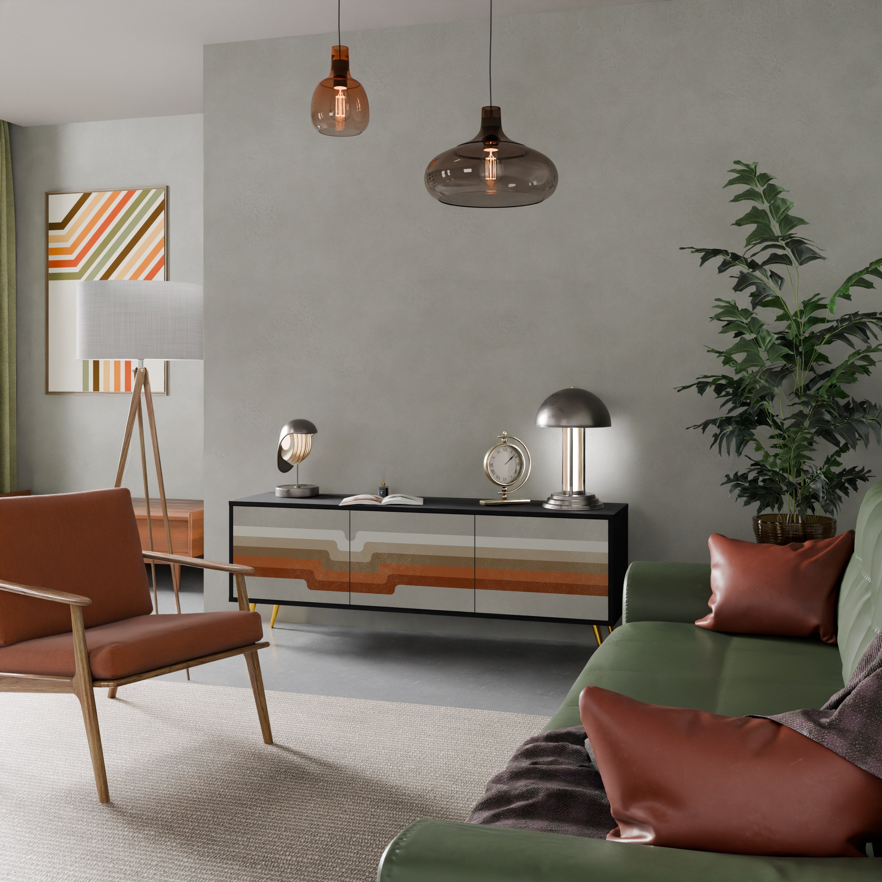 PECULIAR TRAIL TV-Lowboard mit 3 Türen in Schwarz