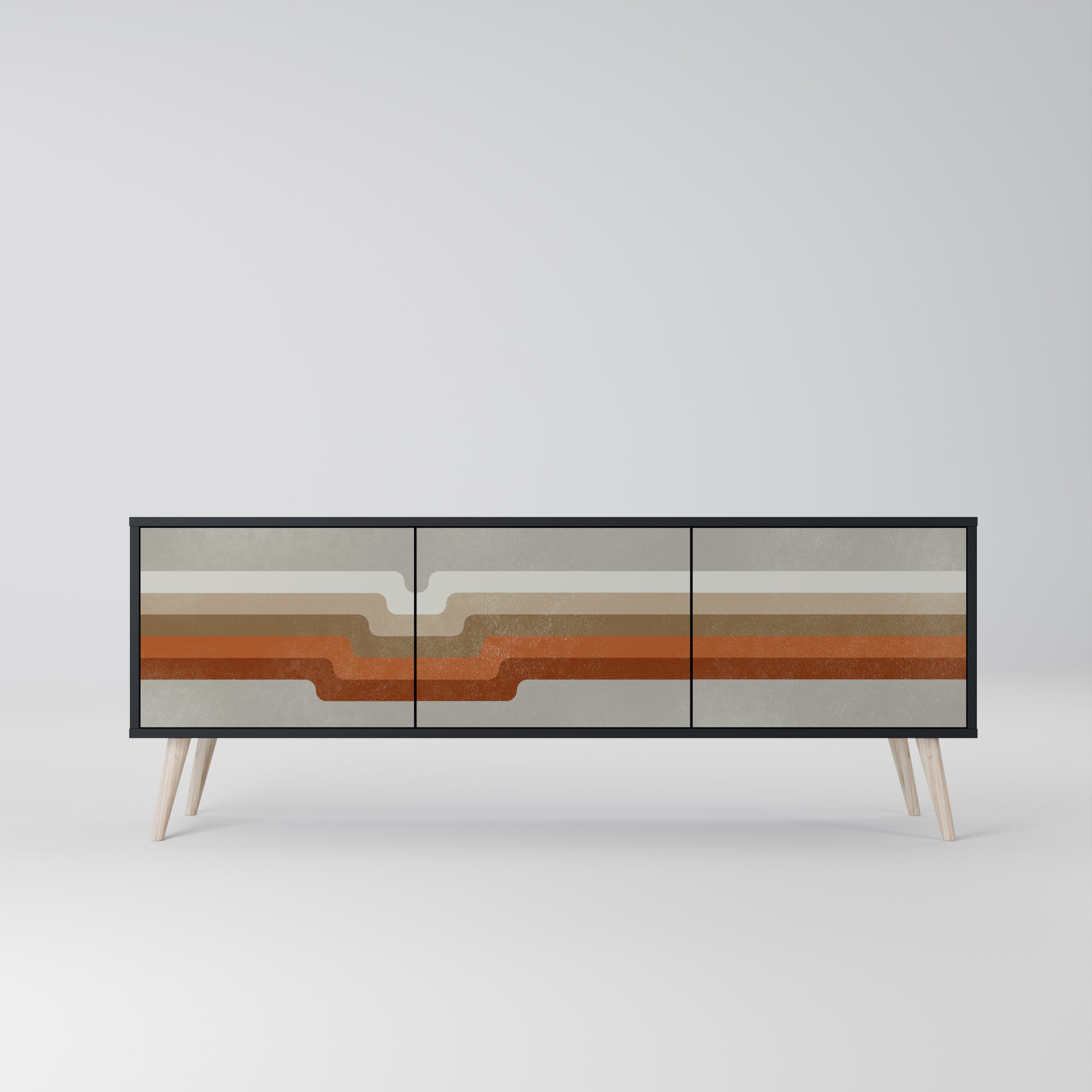 PECULIAR TRAIL TV-Lowboard mit 3 Türen in Schwarz