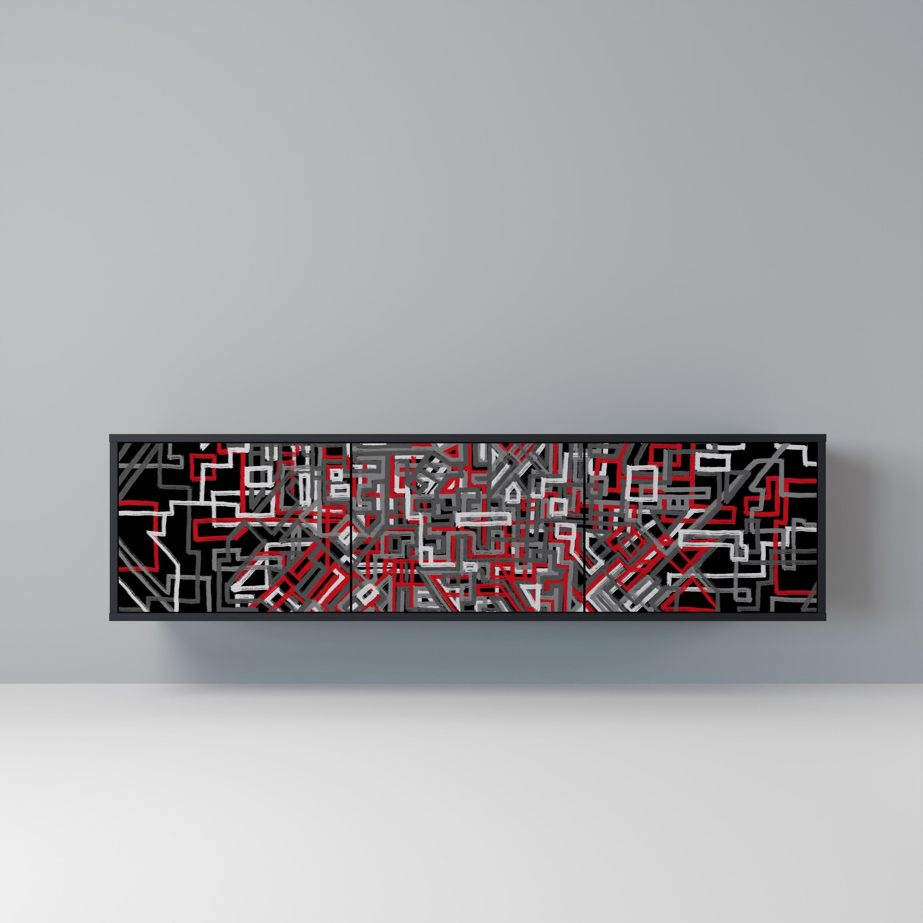 BROKEN LINES TV-Lowboard mit 3 Türen in Schwarz