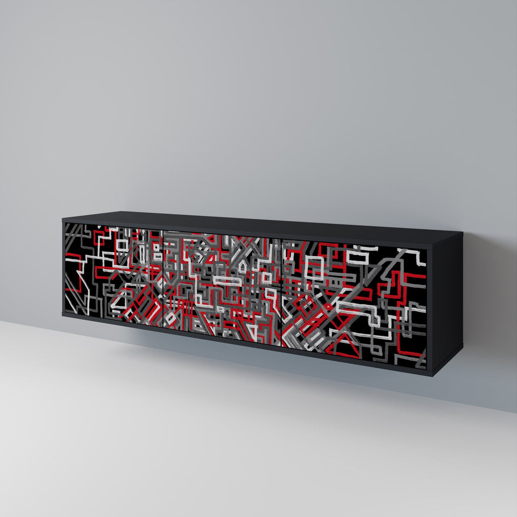 BROKEN LINES TV-Lowboard mit 3 Türen in Schwarz