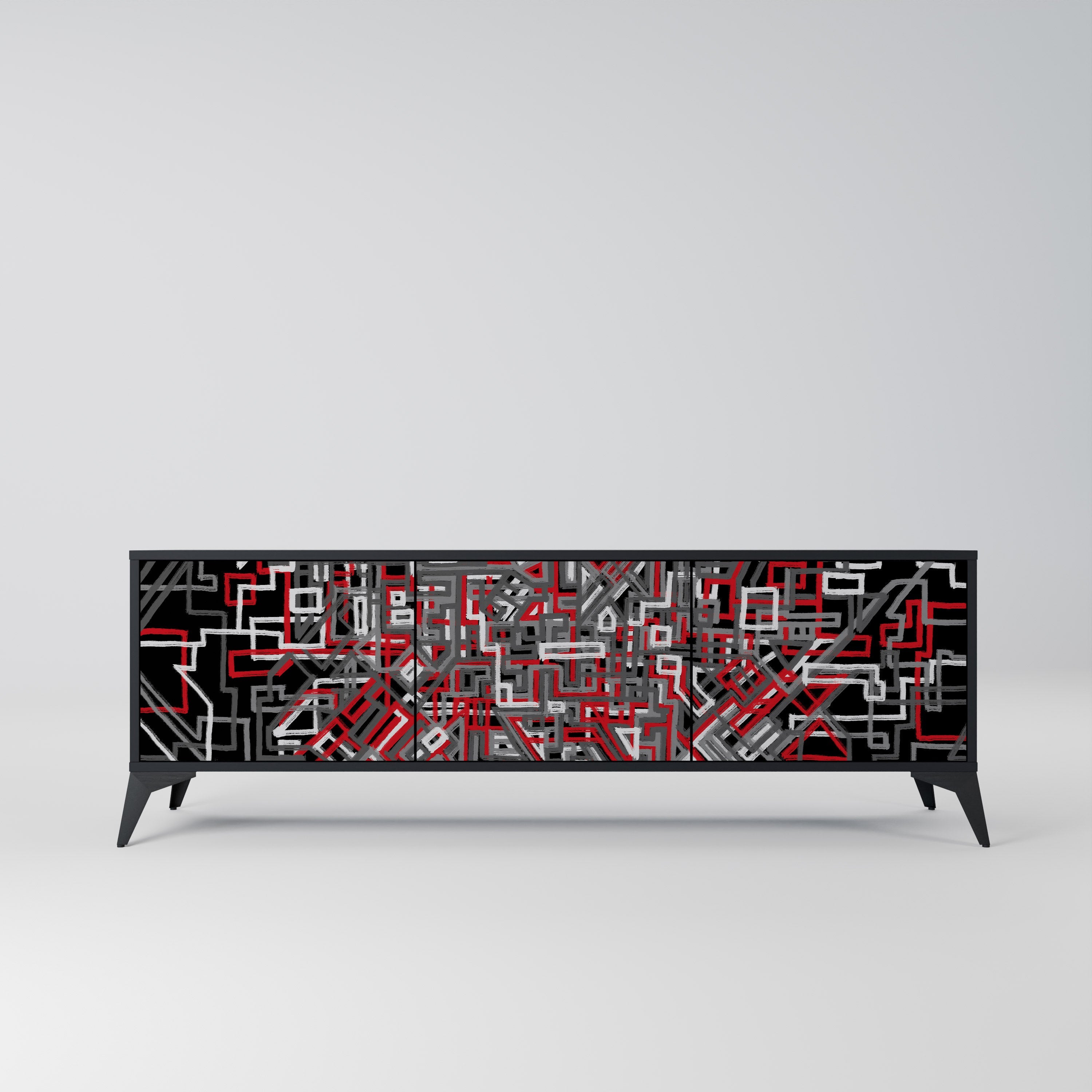 BROKEN LINES TV-Lowboard mit 3 Türen in Schwarz