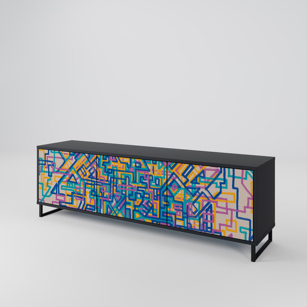 MEMORIES MAP TV-Lowboard mit 3 Türen in Schwarz
