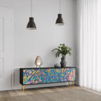 MEMORIES MAP TV-Lowboard mit 3 Türen in Schwarz