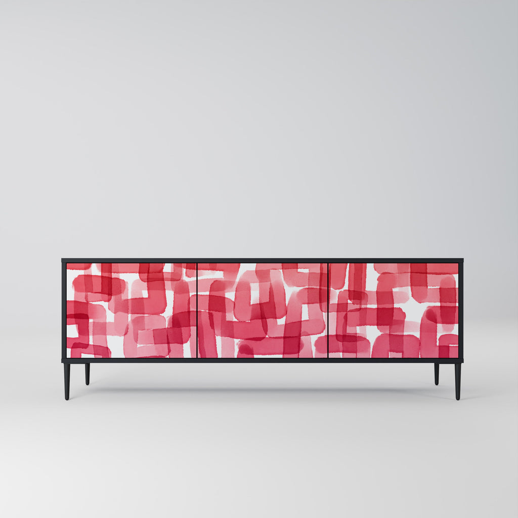 KALEIDOSCOPIC CUBISM TV-Lowboard mit 3 Türen in Schwarz