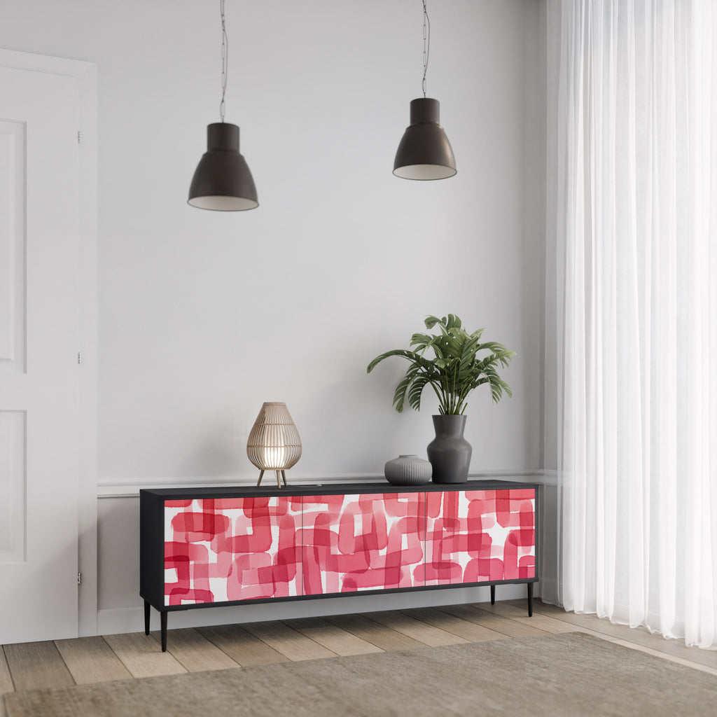 KALEIDOSCOPIC CUBISM TV-Lowboard mit 3 Türen in Schwarz