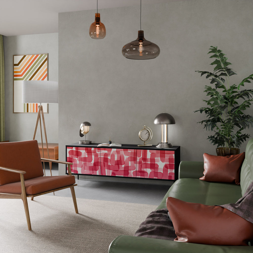 KALEIDOSCOPIC CUBISM TV-Lowboard mit 3 Türen in Schwarz