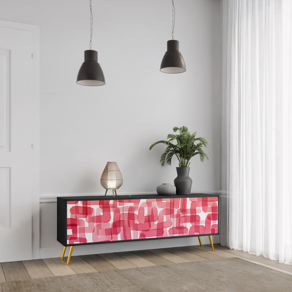 KALEIDOSCOPIC CUBISM TV-Lowboard mit 3 Türen in Schwarz