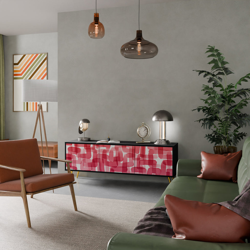 KALEIDOSCOPIC CUBISM TV-Lowboard mit 3 Türen in Schwarz