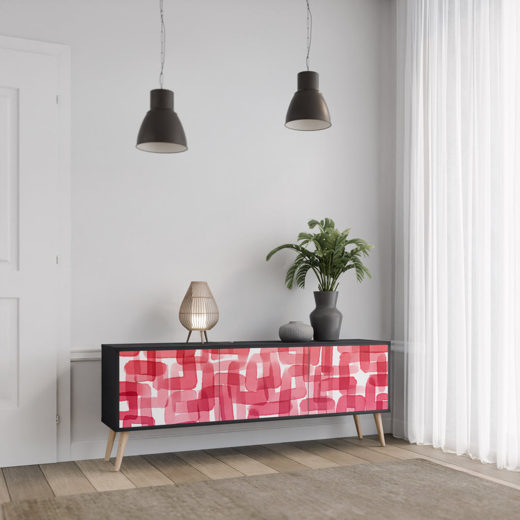 KALEIDOSCOPIC CUBISM TV-Lowboard mit 3 Türen in Schwarz