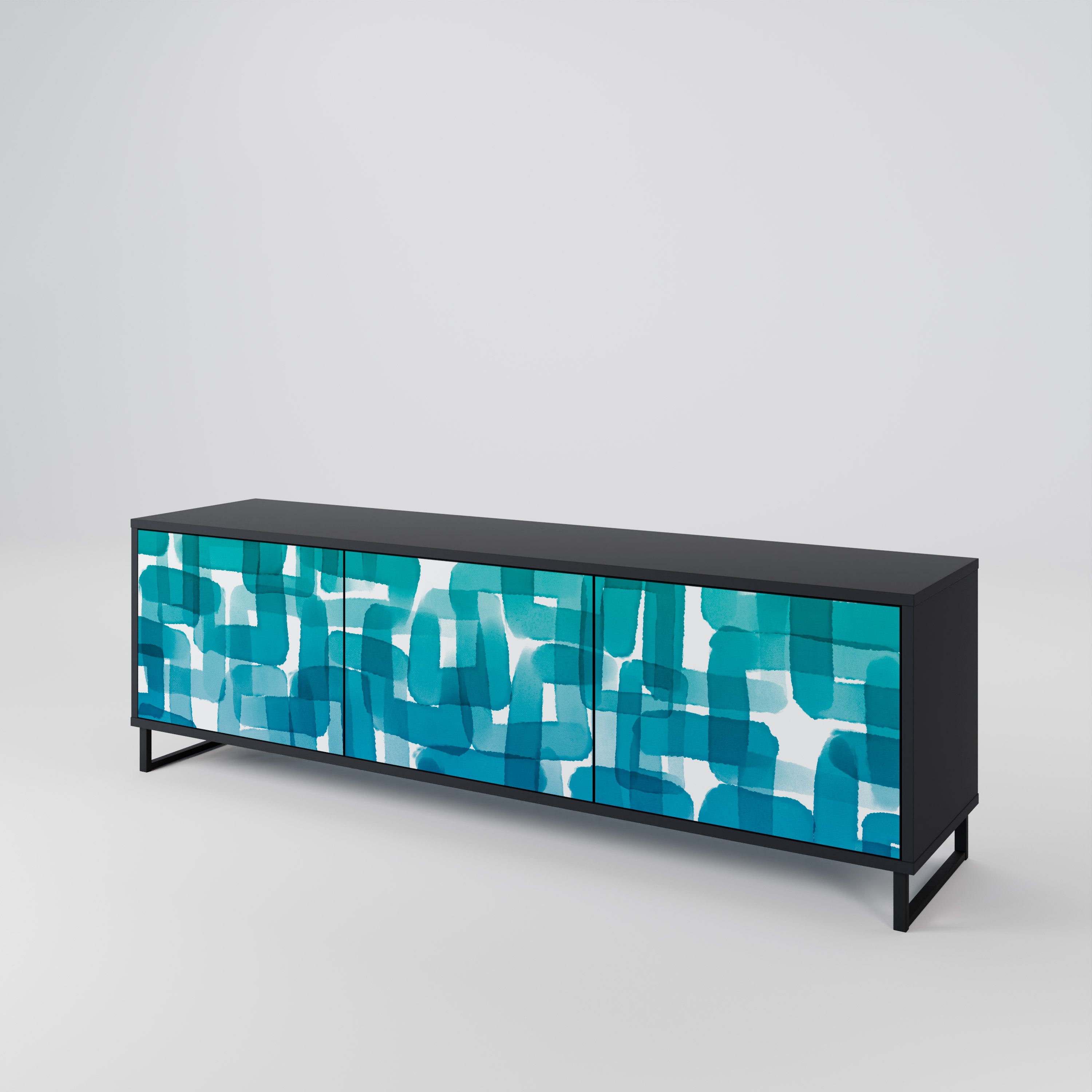 TURQUOISE RECTANGLES 3-türiges TV-Lowboard