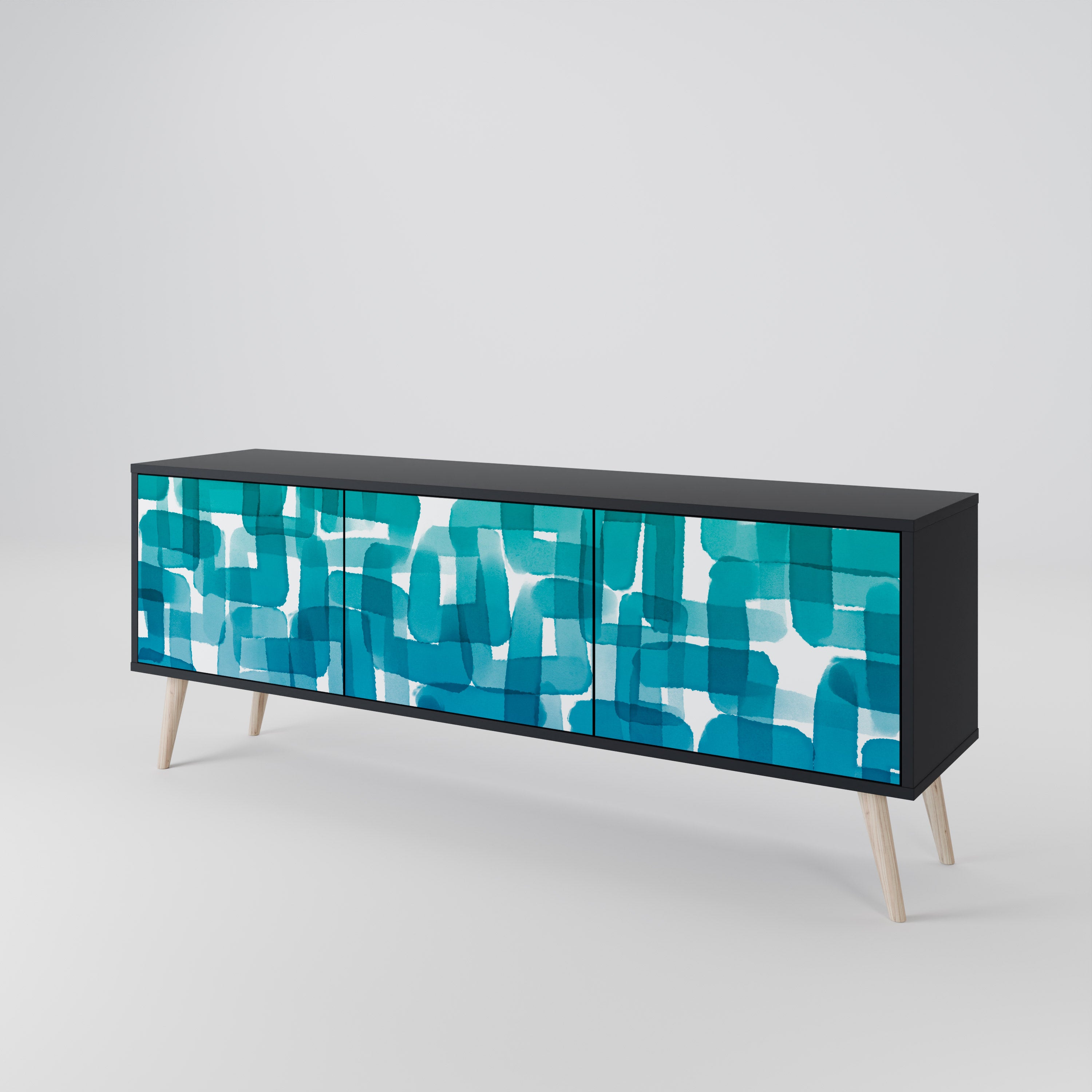 TURQUOISE RECTANGLES 3-türiges TV-Lowboard