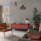 RISING GEOMETRY STARS TV-Lowboard mit 3 Türen in Schwarz