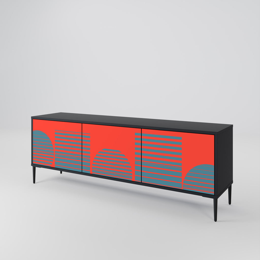 RISING GEOMETRY STARS TV-Lowboard mit 3 Türen in Schwarz