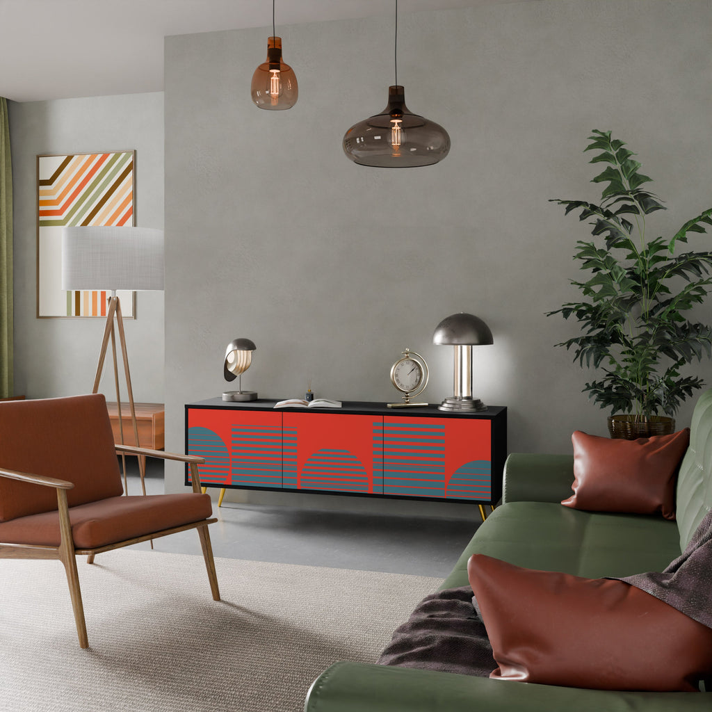 RISING GEOMETRY STARS TV-Lowboard mit 3 Türen in Schwarz