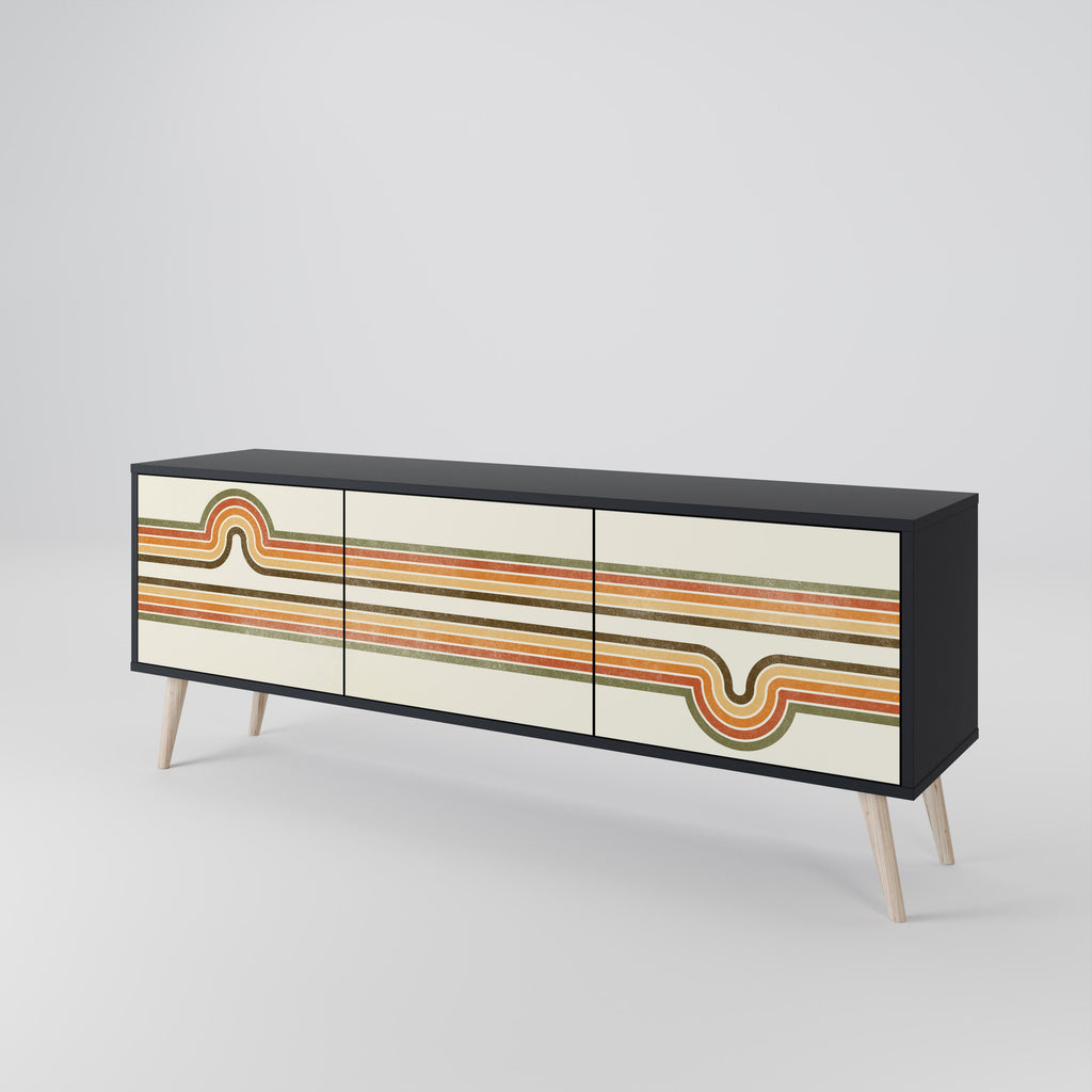 EXCEPTIONAL STREAM TV-Lowboard mit 3 Türen in Schwarz