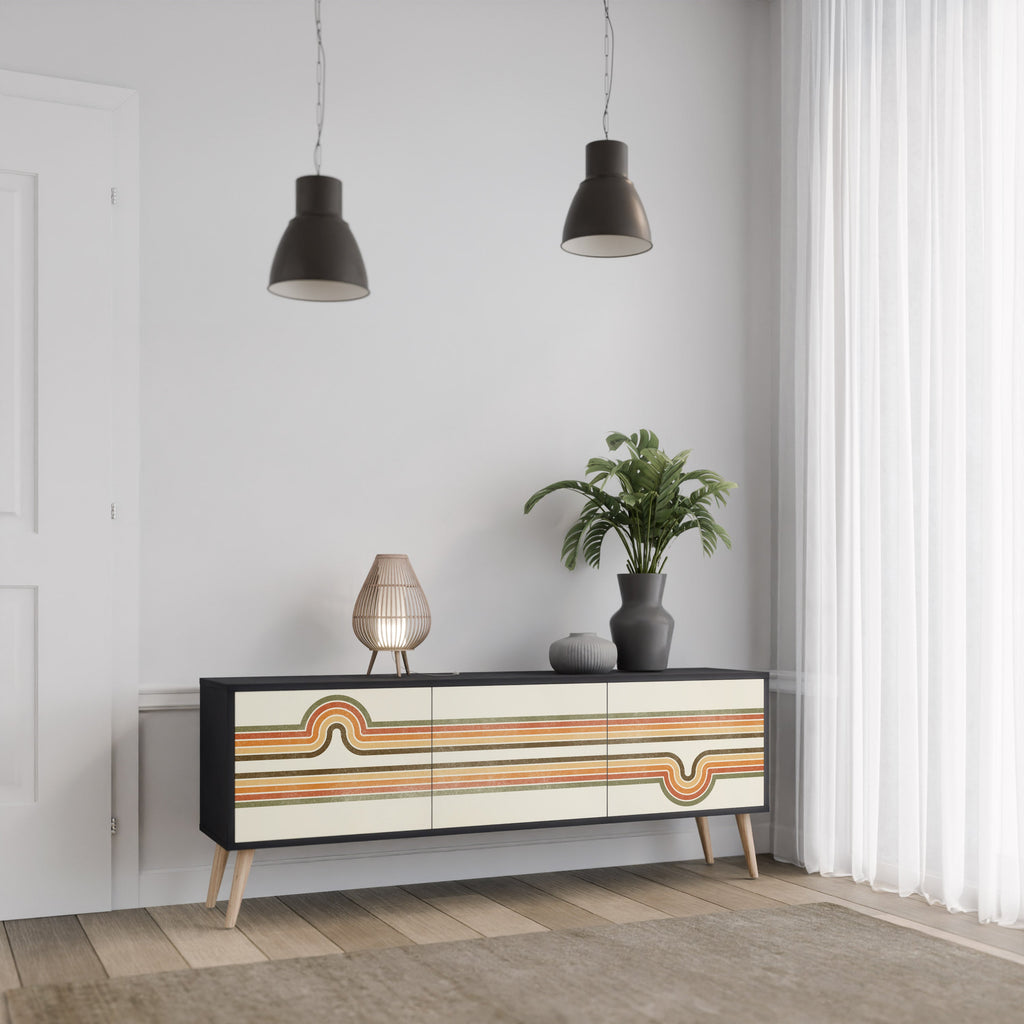 EXCEPTIONAL STREAM TV-Lowboard mit 3 Türen in Schwarz