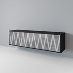 SOLID ZIG ZAG TV-Lowboard mit 3 Türen in Schwarz