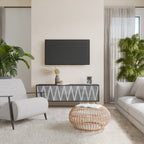 SOLID ZIG ZAG TV-Lowboard mit 3 Türen in Schwarz