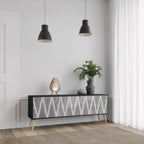 SOLID ZIG ZAG TV-Lowboard mit 3 Türen in Schwarz