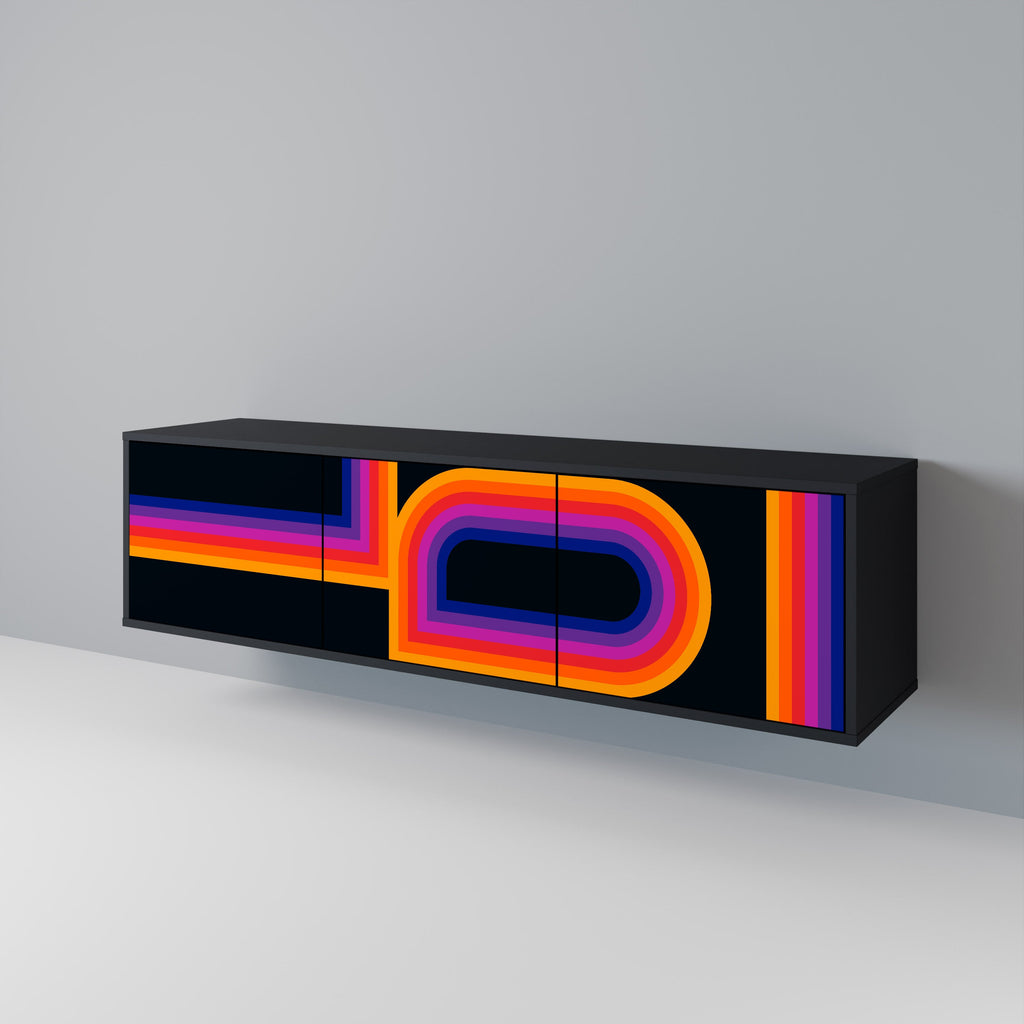 BLINDED BY THE LIGHTS TV-Lowboard mit 3 Türen in Schwarz