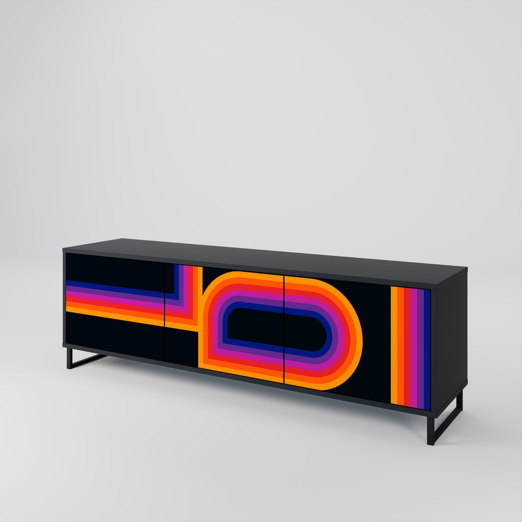 BLINDED BY THE LIGHTS TV-Lowboard mit 3 Türen in Schwarz