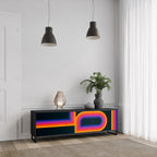 BLINDED BY THE LIGHTS TV-Lowboard mit 3 Türen in Schwarz