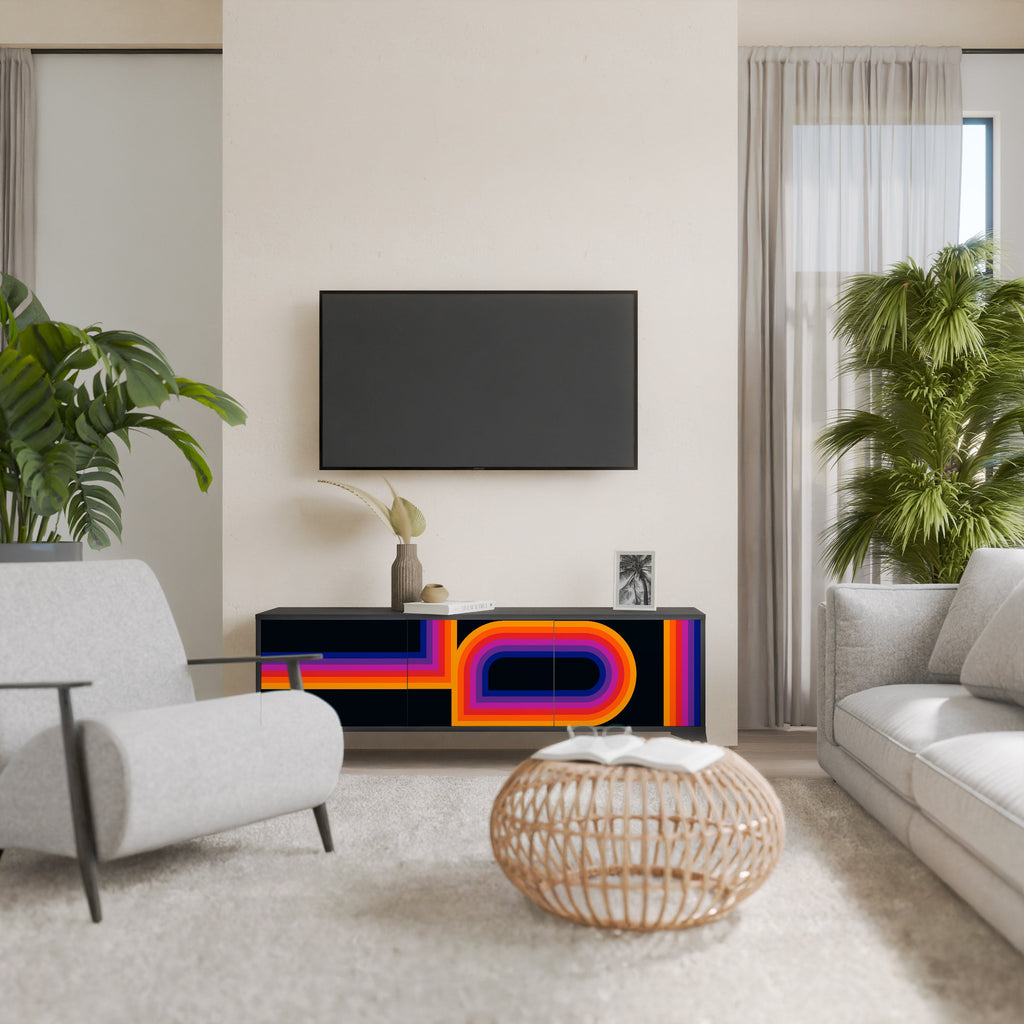 BLINDED BY THE LIGHTS TV-Lowboard mit 3 Türen in Schwarz