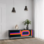 BLINDED BY THE LIGHTS TV-Lowboard mit 3 Türen in Schwarz