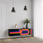 BLINDED BY THE LIGHTS TV-Lowboard mit 3 Türen in Schwarz