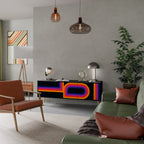 BLINDED BY THE LIGHTS TV-Lowboard mit 3 Türen in Schwarz