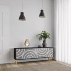 CIRCLE CONCRETE TV-Lowboard mit 3 Türen in Schwarz