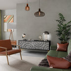 CIRCLE CONCRETE TV-Lowboard mit 3 Türen in Schwarz