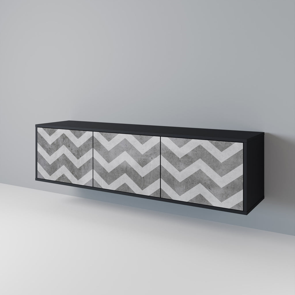 TOUGH ZIG ZAG TV-Lowboard mit 3 Türen in Schwarz