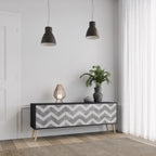 TOUGH ZIG ZAG TV-Lowboard mit 3 Türen in Schwarz